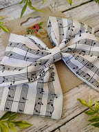 Music Note Hair Bow: Handmade Cotton Sailor Bow