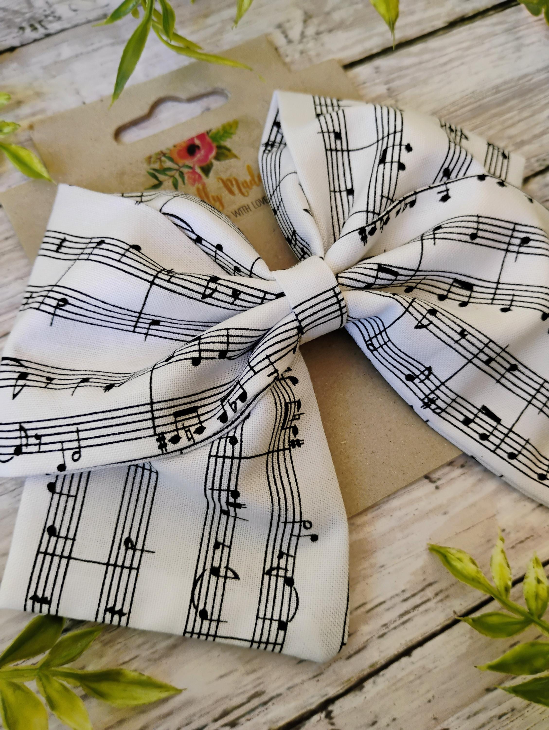 Music Note Hair Bow: Handmade Cotton Sailor Bow
