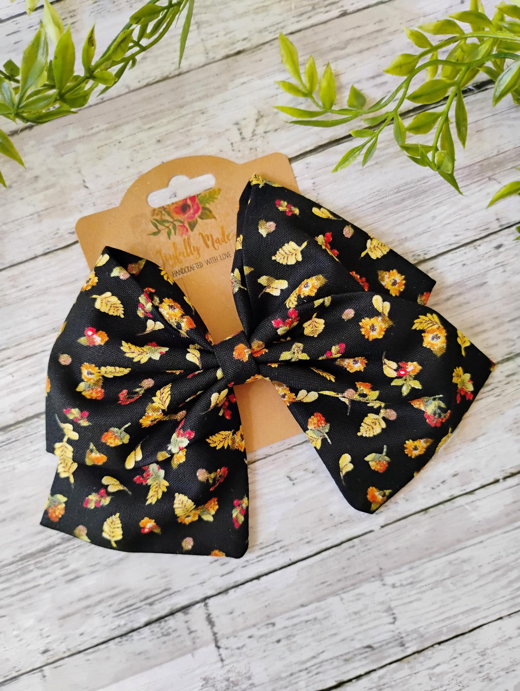 Fall Flower & Leaf Hair Bow, Headband, or Ornament