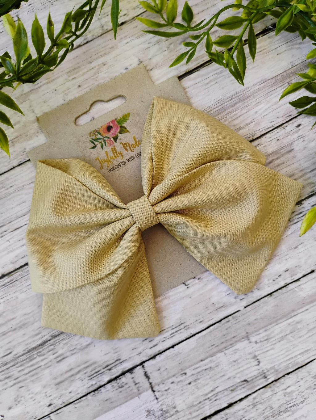 Tan Cotton Hair Bow, Headband, or Ornament