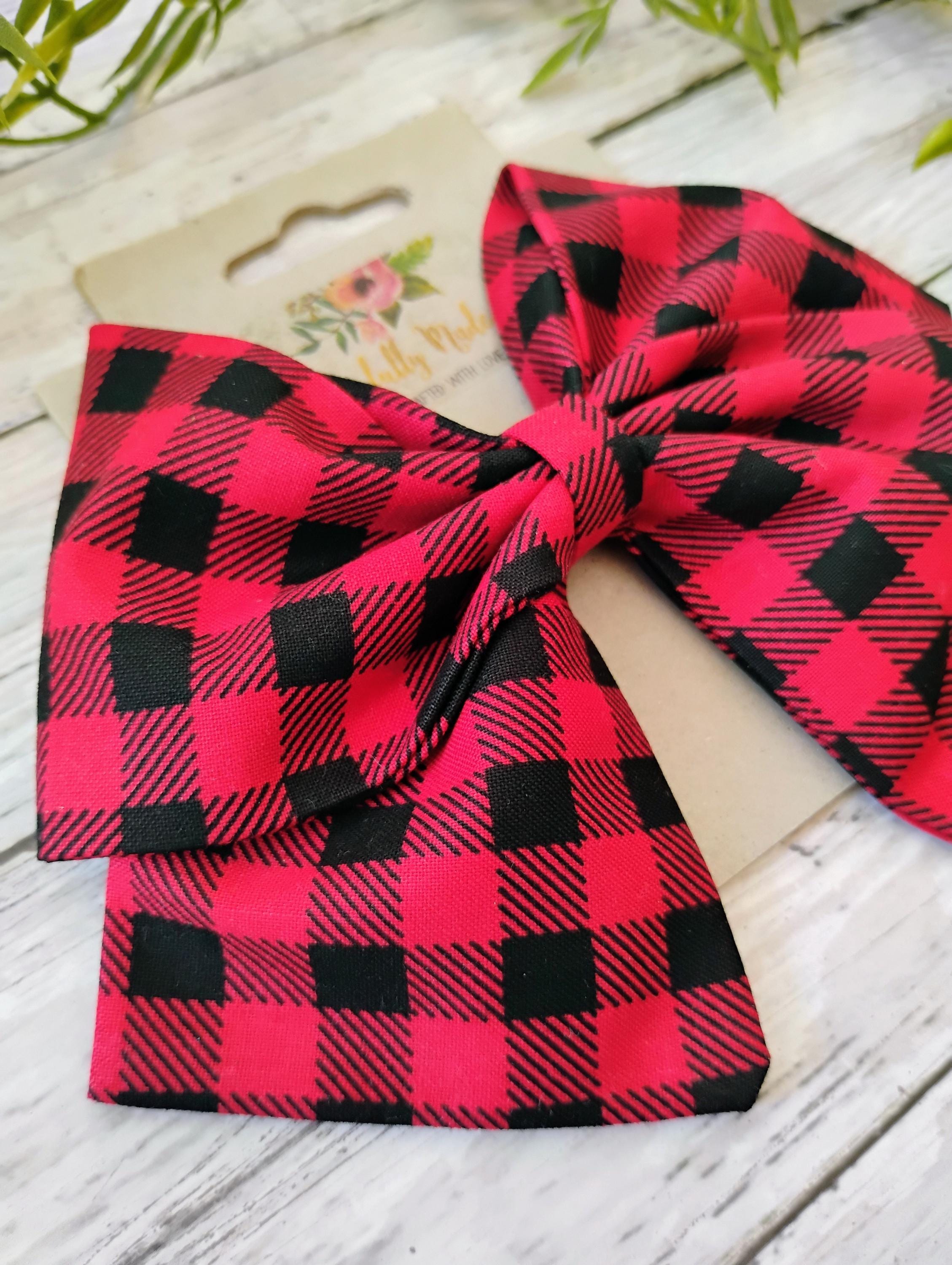 Buffalo Plaid Sailor Hair Bow: Christmas Ornament Clip