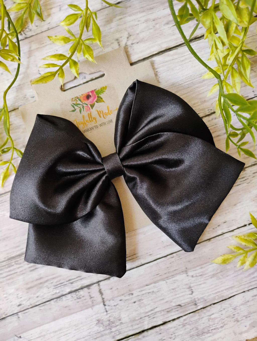 Black Satin Hair Bow, Headband or Ornament