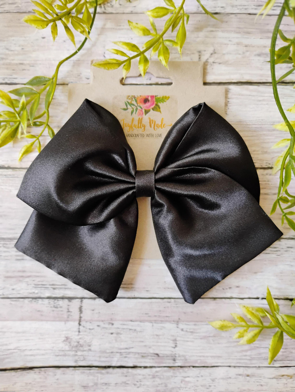 Black Satin Hair Bow, Headband or Ornament