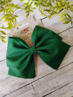 Hunter Green Cotton Sailor Bow - Christmas Hair Clip or Ornament
