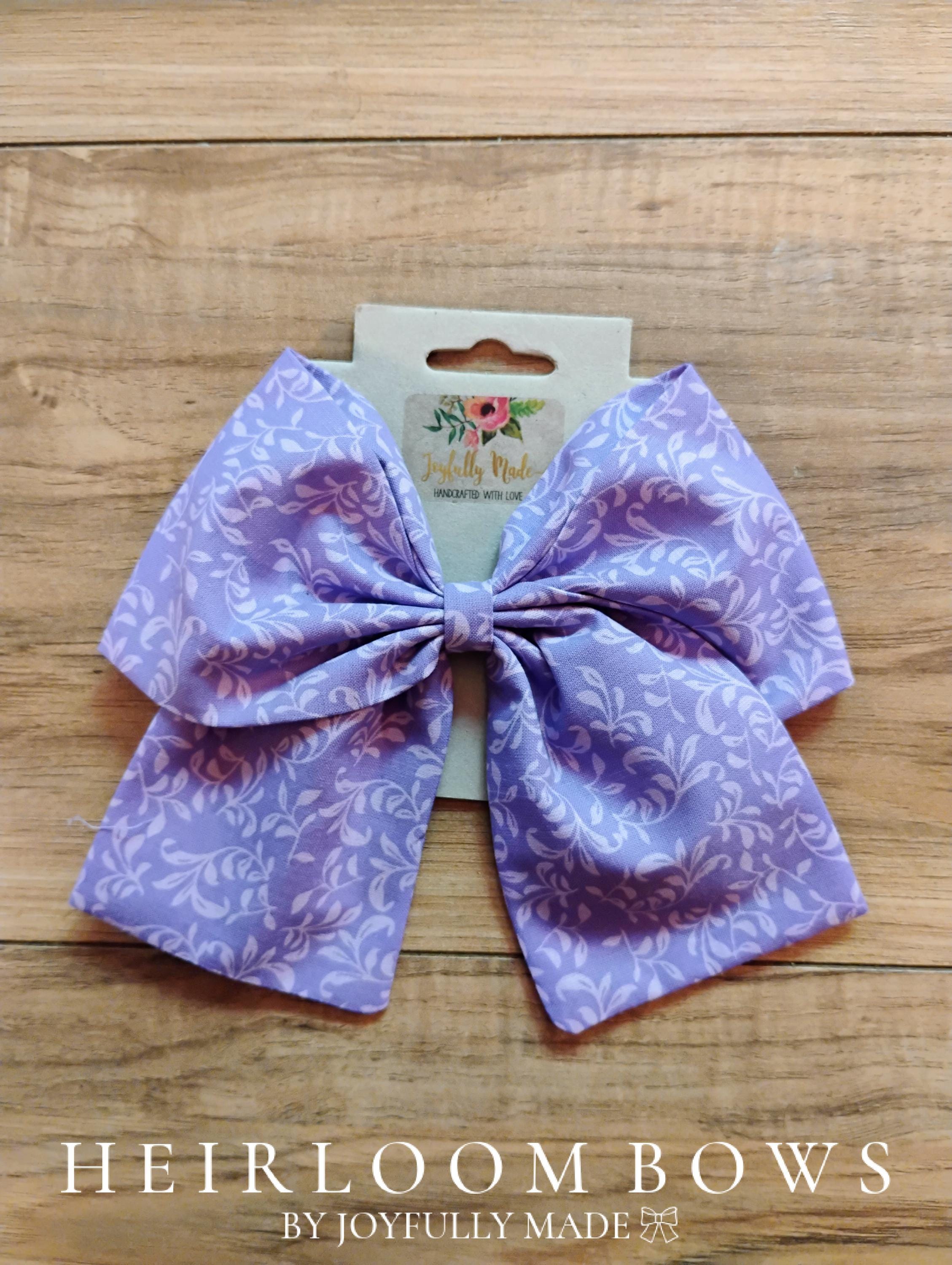 Jumbo Purple Vine Hair Bow: Handmade Cotton Sailor Bow