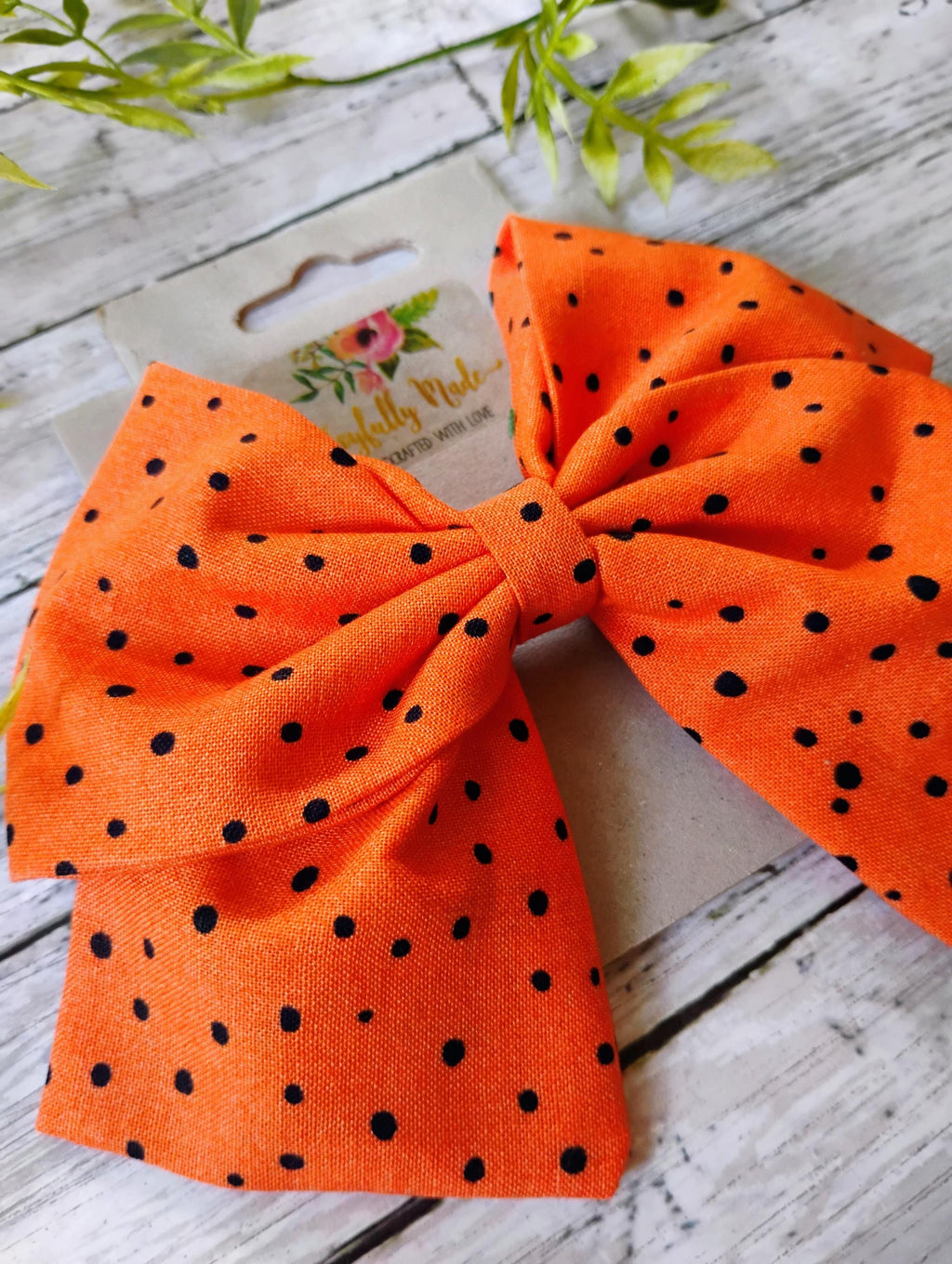 Halloween Orange Cotton Hair Bow, Headband, or Ornament