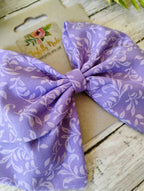 Purple Vine Sailor Bow: Handmade Cotton Hair Clip, Headband or Ornament