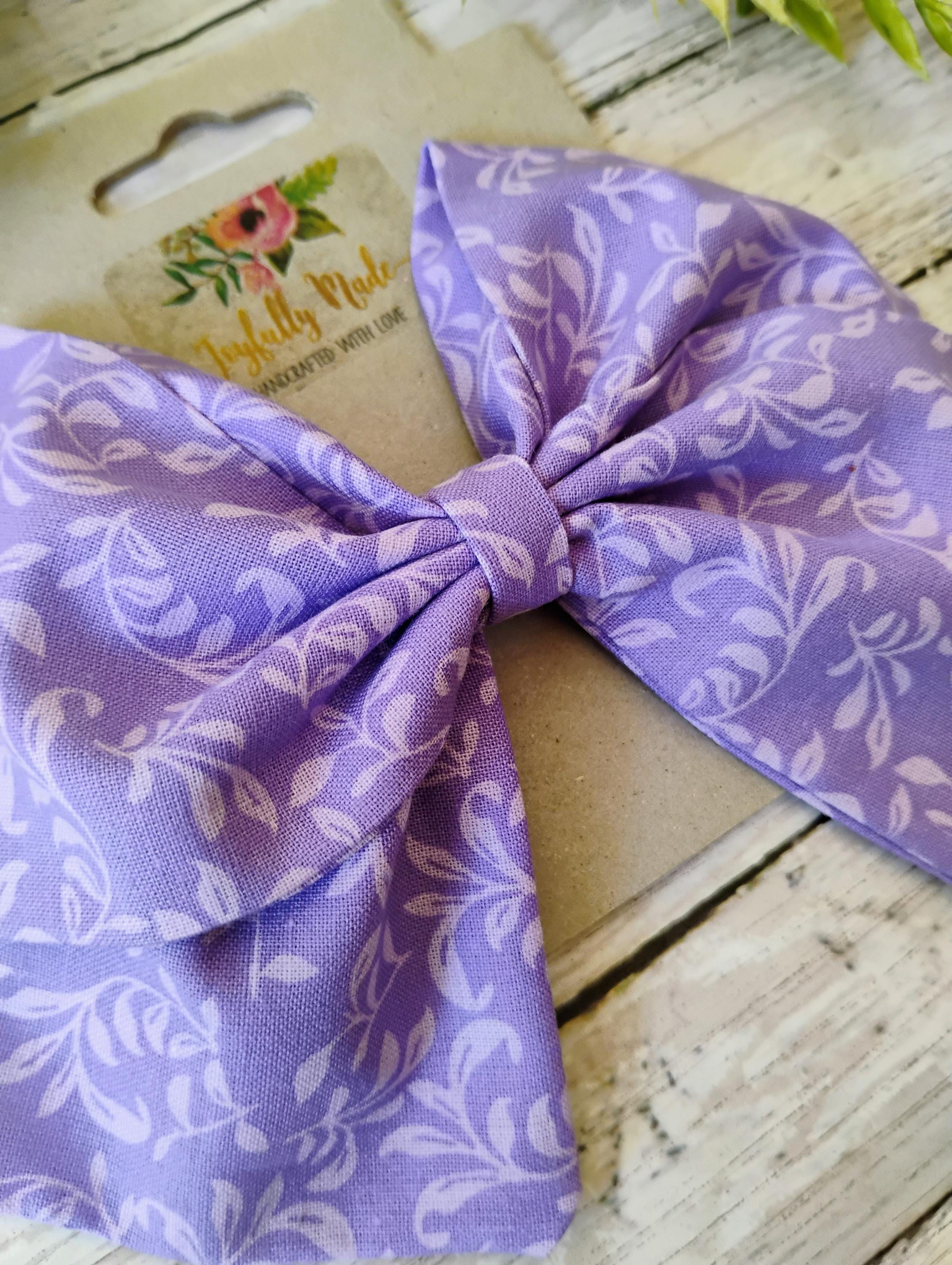 Purple Vine Sailor Bow: Handmade Cotton Hair Clip, Headband or Ornament