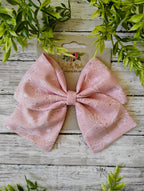 Pink Flower Sailor Bow: Cotton Hair Clip, Headband or Ornament