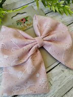 Pink Flower Sailor Bow: Cotton Hair Clip, Headband or Ornament