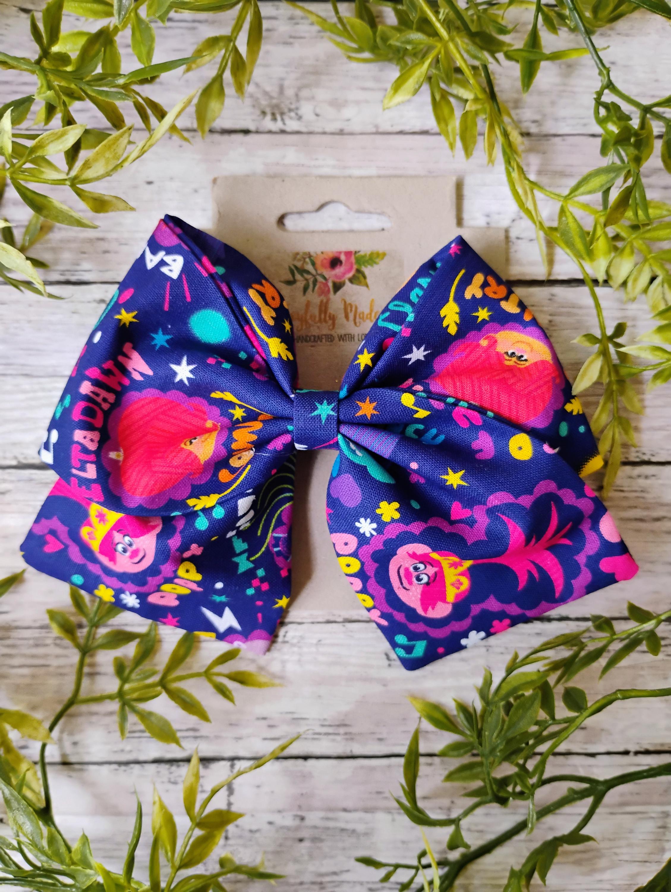 Troll Hair Bow: Handmade Cotton Sailor Bow - Clip, Headband or Ornament