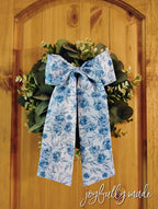 Jumbo Blue Toile Hair Bow: Large Sailor Bow with Alligator Clip