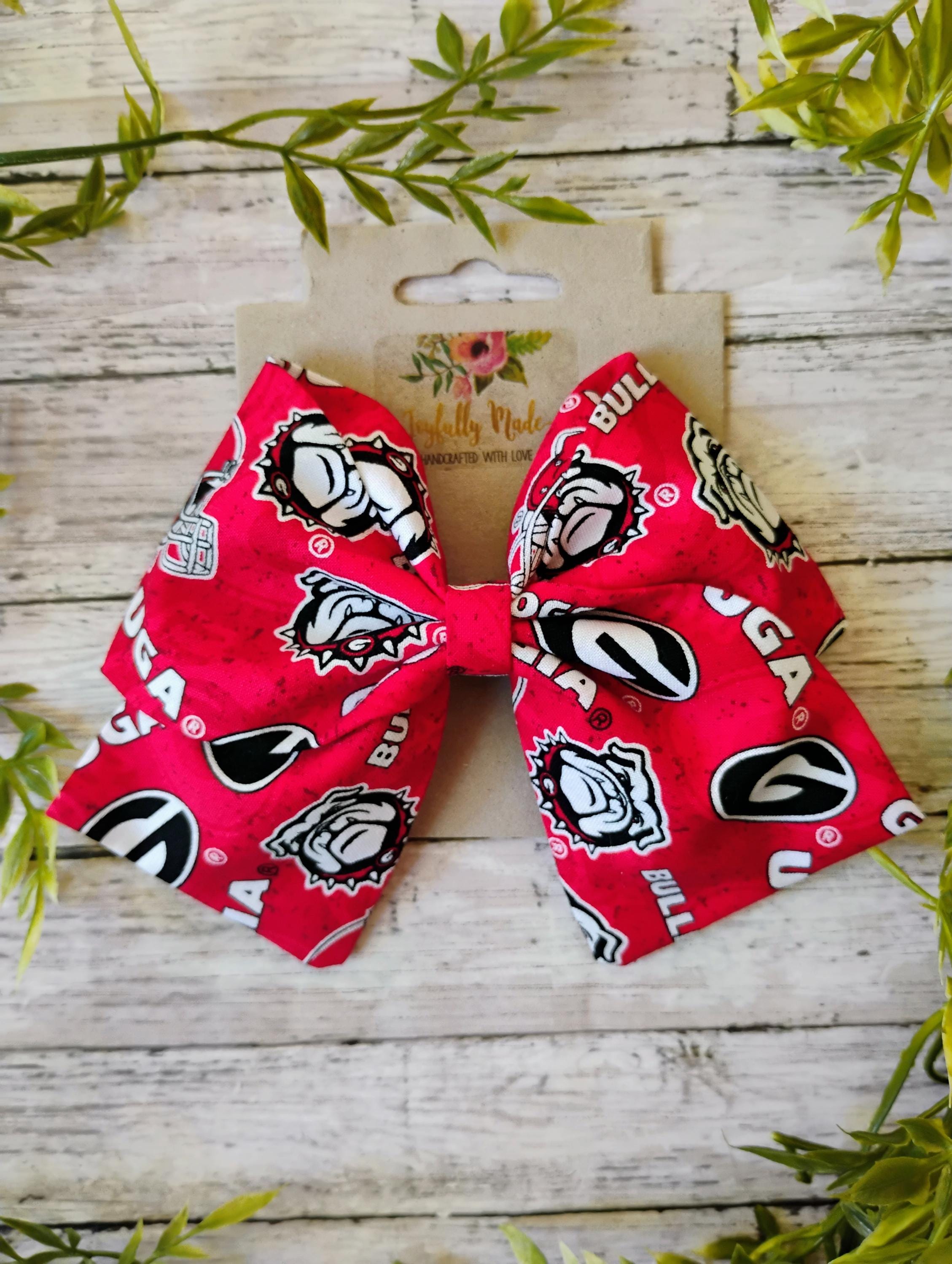 UGA Hair Bow: Handmade Cotton Fabric Hair Clip, Headband or Ornament