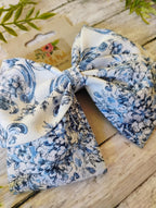 Blue Bird Toile Sailor Hair Bow, Headband, or Ornament