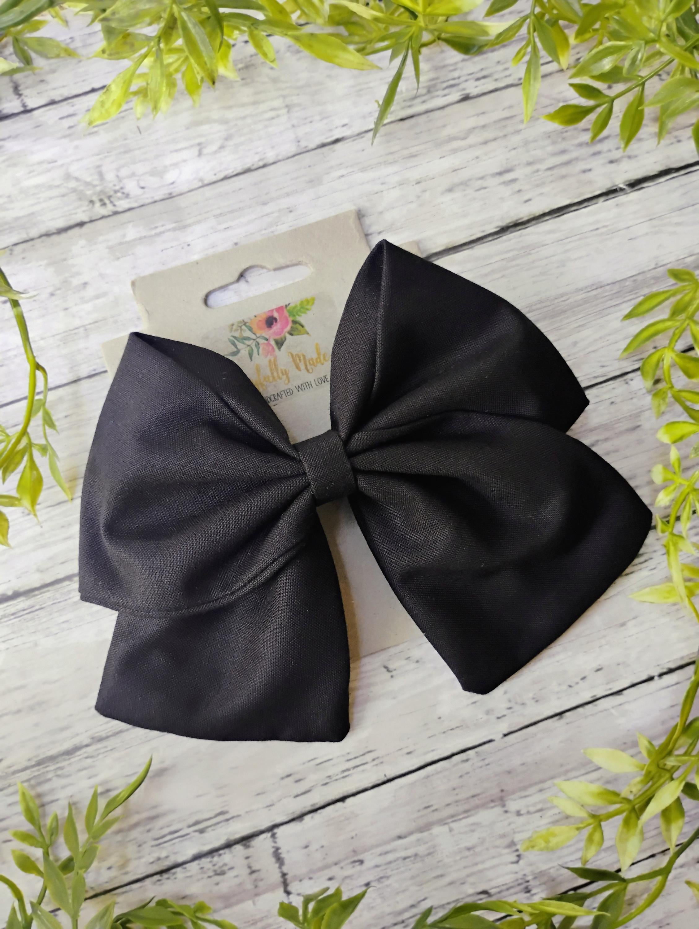 Black Cotton Hair Bow, Headband, or Ornament