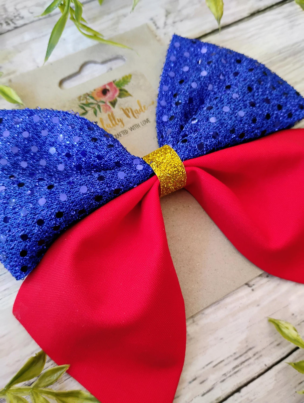 Handmade Snow White Sparkle Hair Bow or Headband