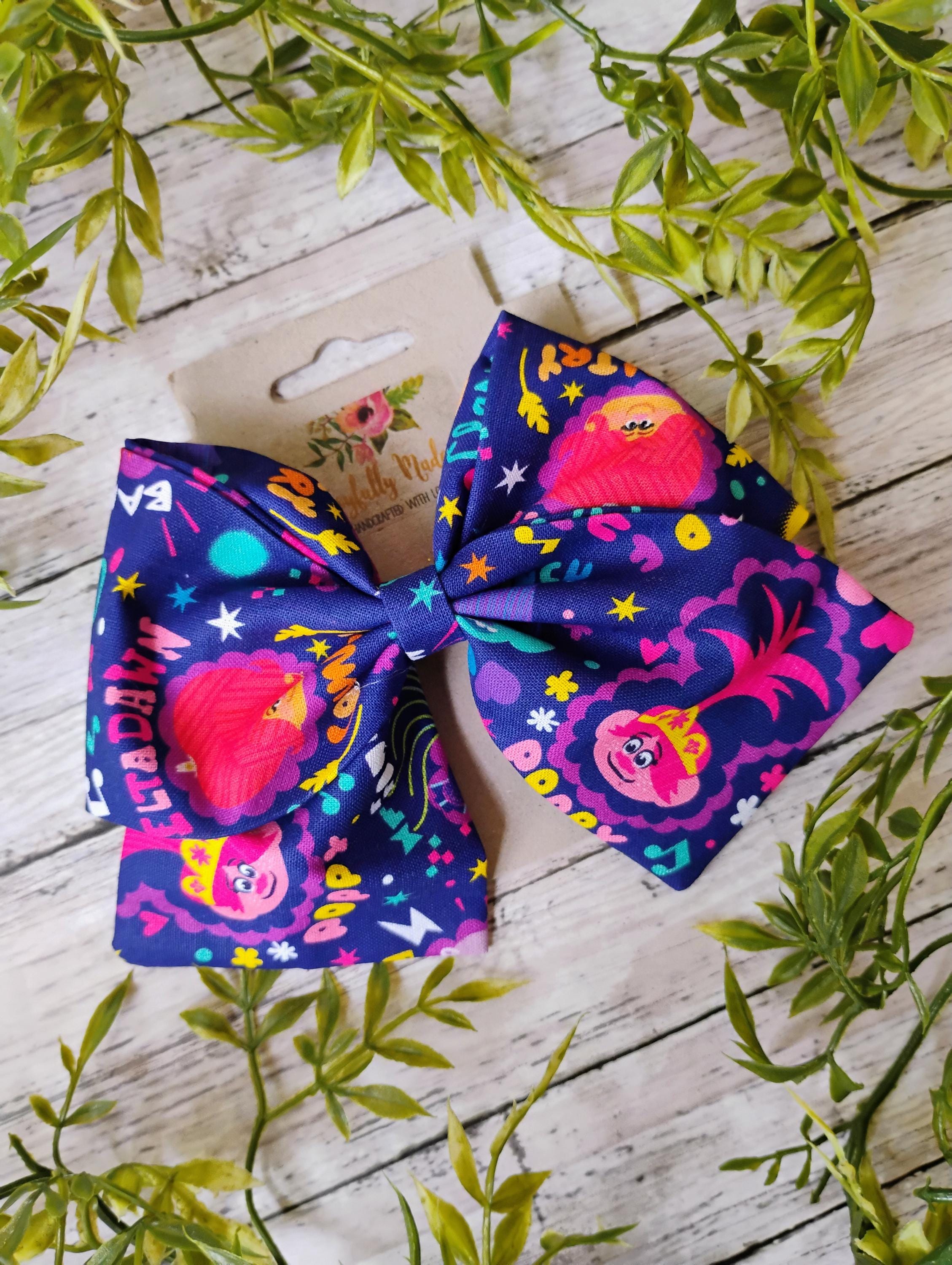 Troll Hair Bow: Handmade Cotton Sailor Bow - Clip, Headband or Ornament
