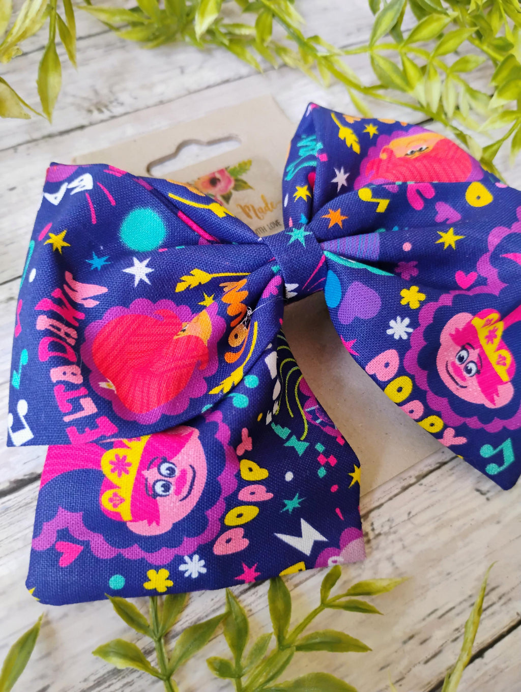 Troll Hair Bow: Handmade Cotton Sailor Bow - Clip, Headband or Ornament