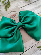 Green Satin Hair Bow, Headband, or Ornament