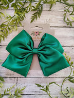 Green Satin Hair Bow, Headband, or Ornament