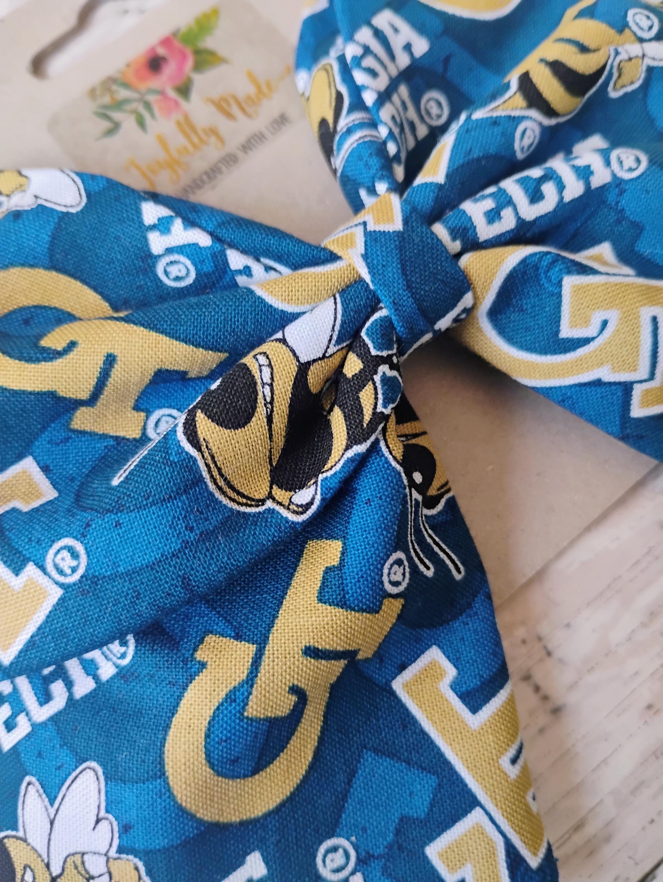 Georgia Tech Hair Bow: Handmade Cotton Fabric Hair Clip, Headband or Ornament