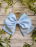 Snow Hair Bow: Handmade Cotton Hair Clip, Headband or Ornament