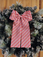 Jumbo Candy Cane Bow: Large Peppermint Wreath or Garland Bow with Alligator Clip