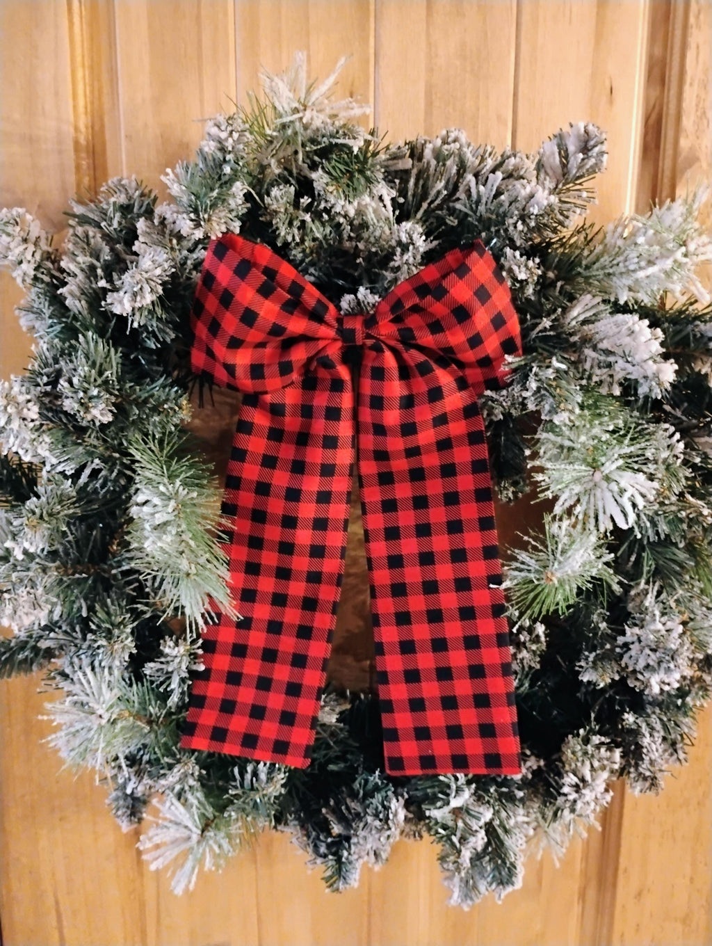 Red and Black Buffalo Check Bow: Large Wreath or Garland Bow with Alligator Clip