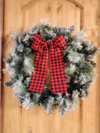 Red and Black Buffalo Check Bow: Large Wreath or Garland Bow with Alligator Clip
