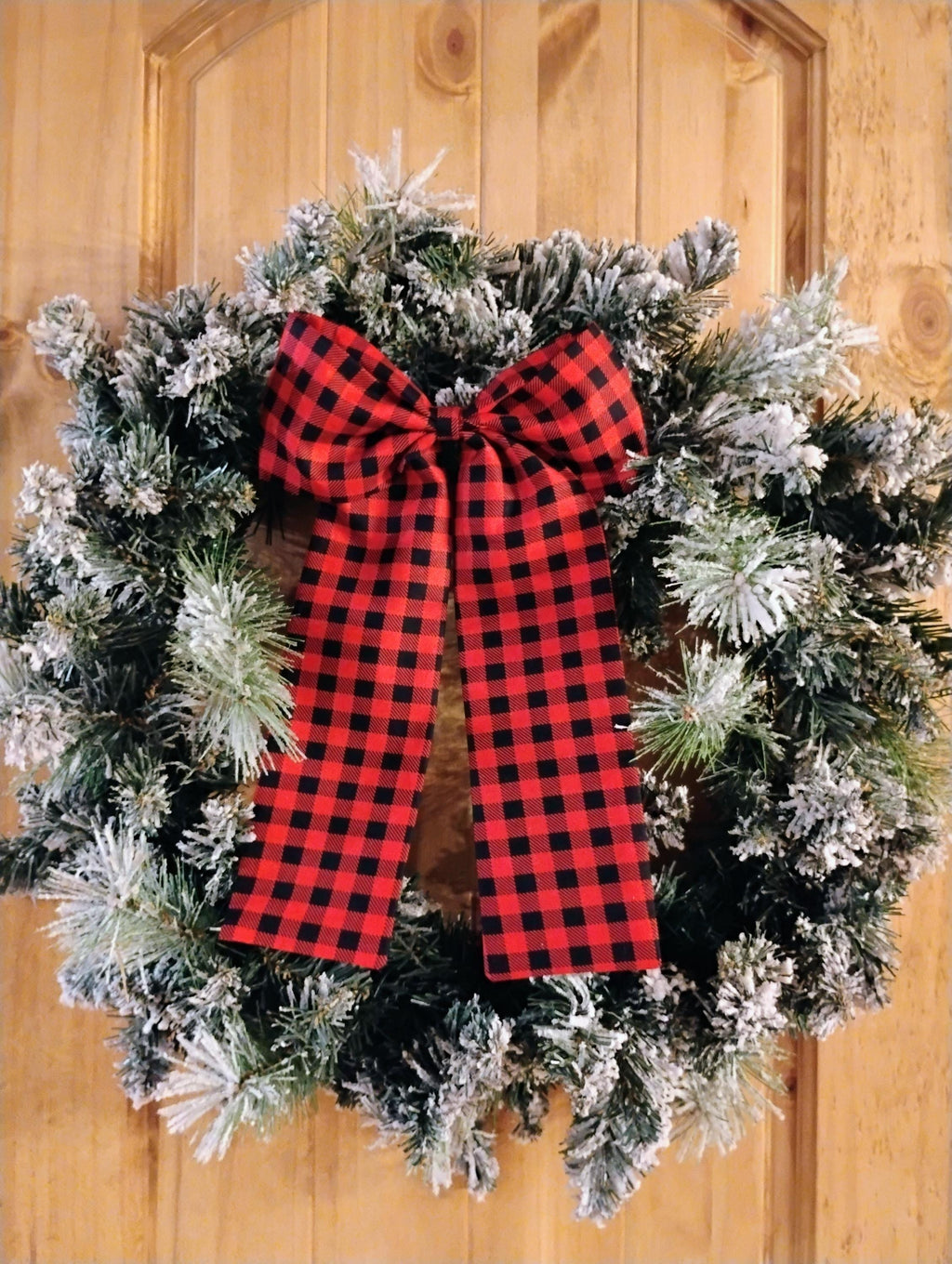 Red and Black Buffalo Check Bow: Large Wreath or Garland Bow with Alligator Clip