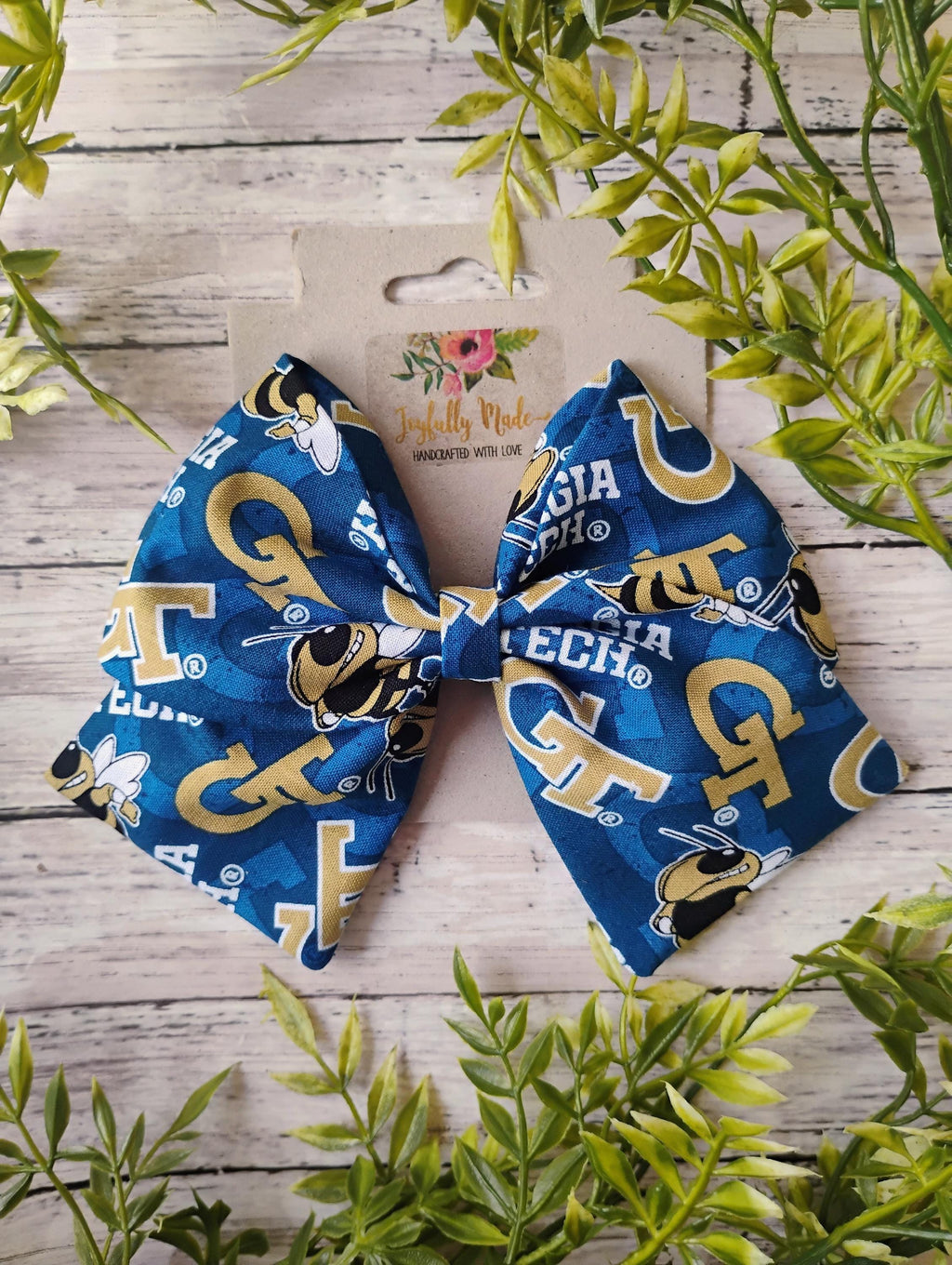Georgia Tech Hair Bow: Handmade Cotton Fabric Hair Clip, Headband or Ornament