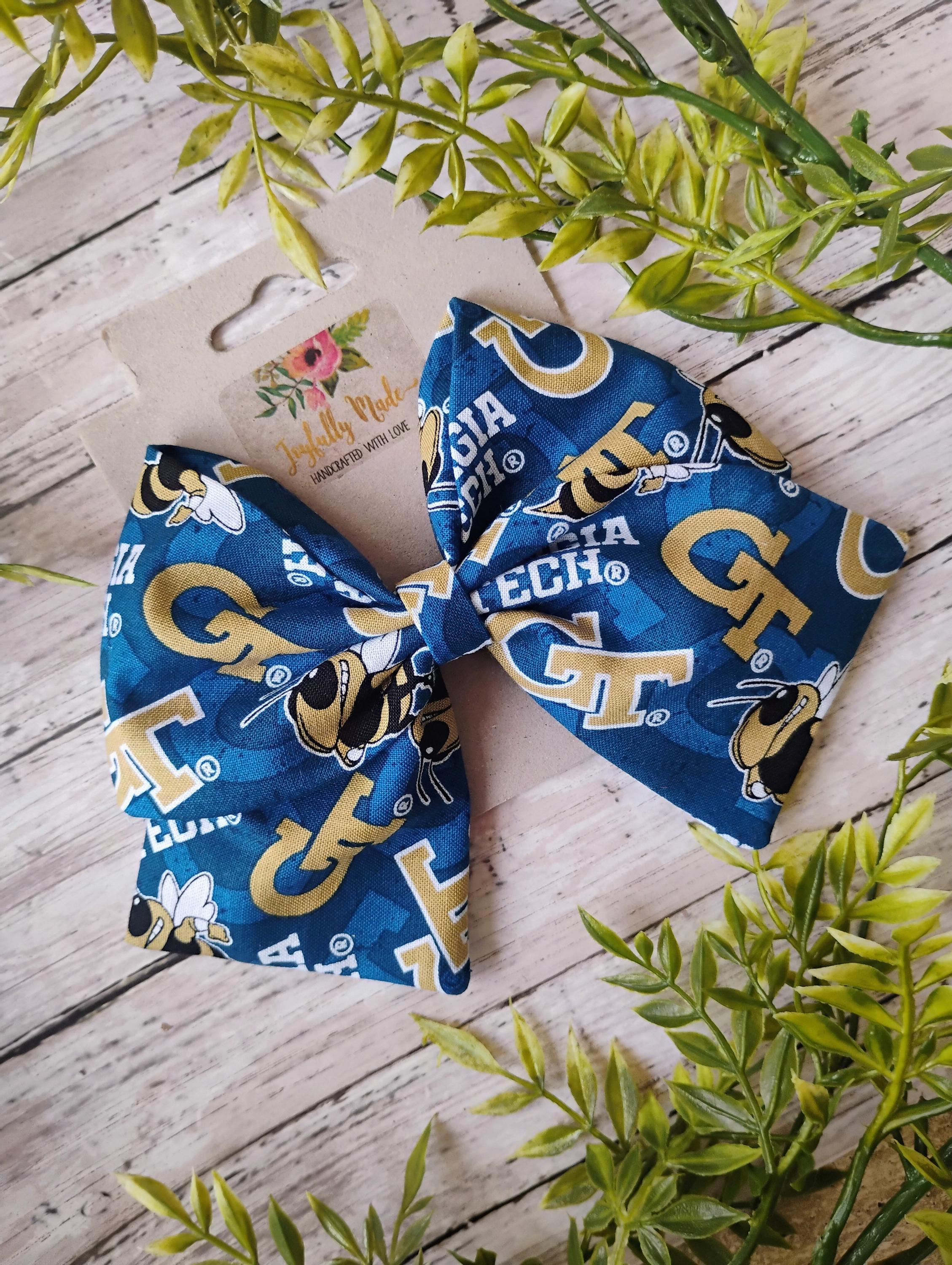 Georgia Tech Hair Bow: Handmade Cotton Fabric Hair Clip, Headband or Ornament