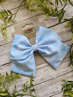 Snow Hair Bow: Handmade Cotton Hair Clip, Headband or Ornament