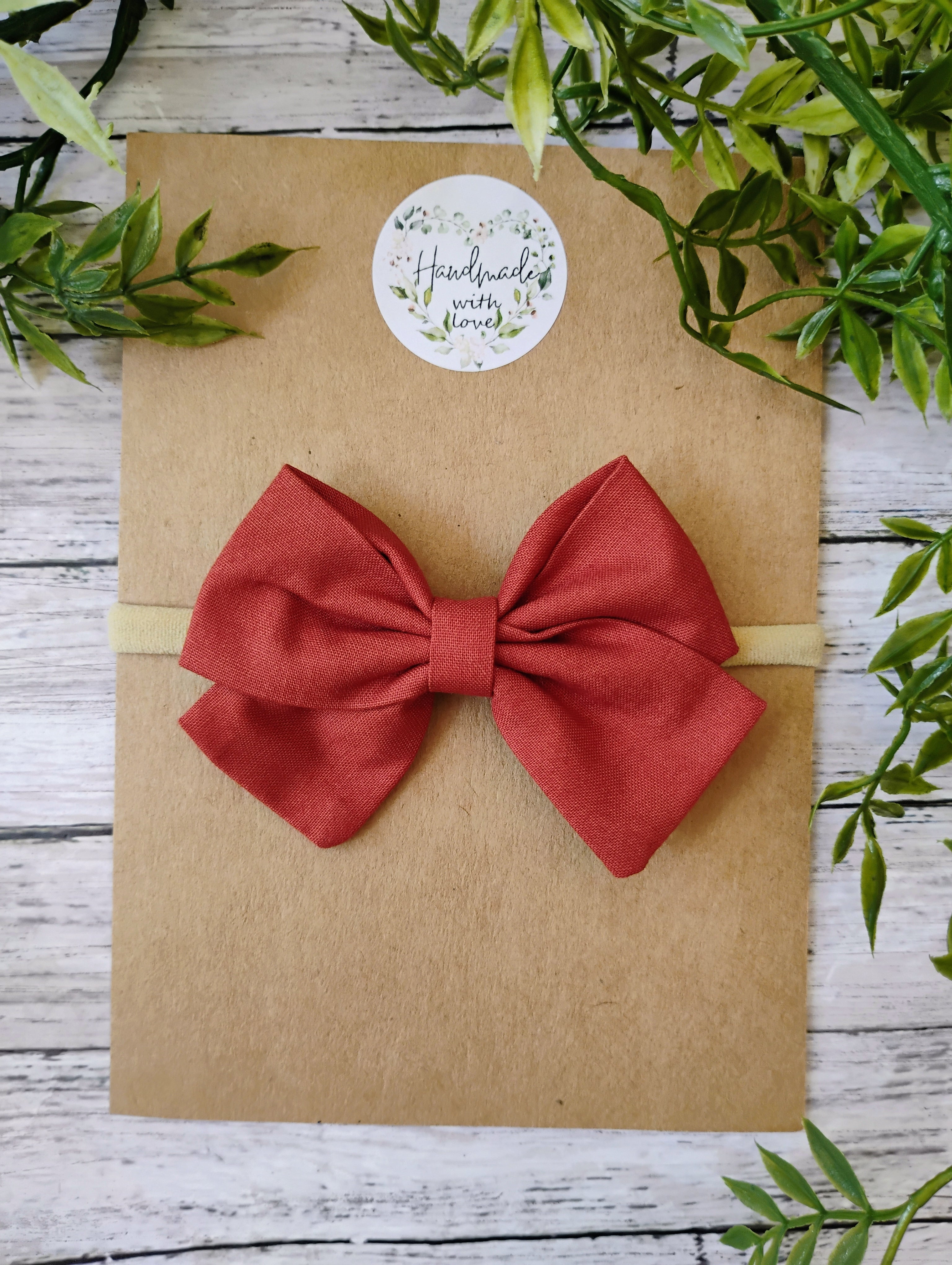 Burnt Orange Bow Headband or Clip