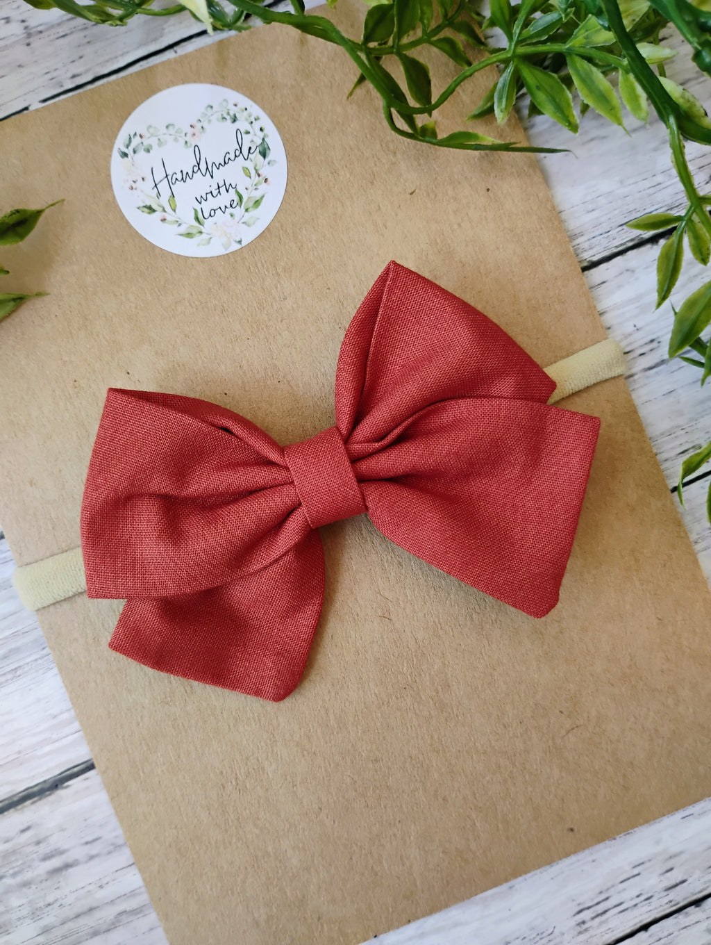 Burnt Orange Bow Headband or Clip