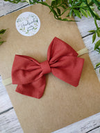 Burnt Orange Bow Headband or Clip
